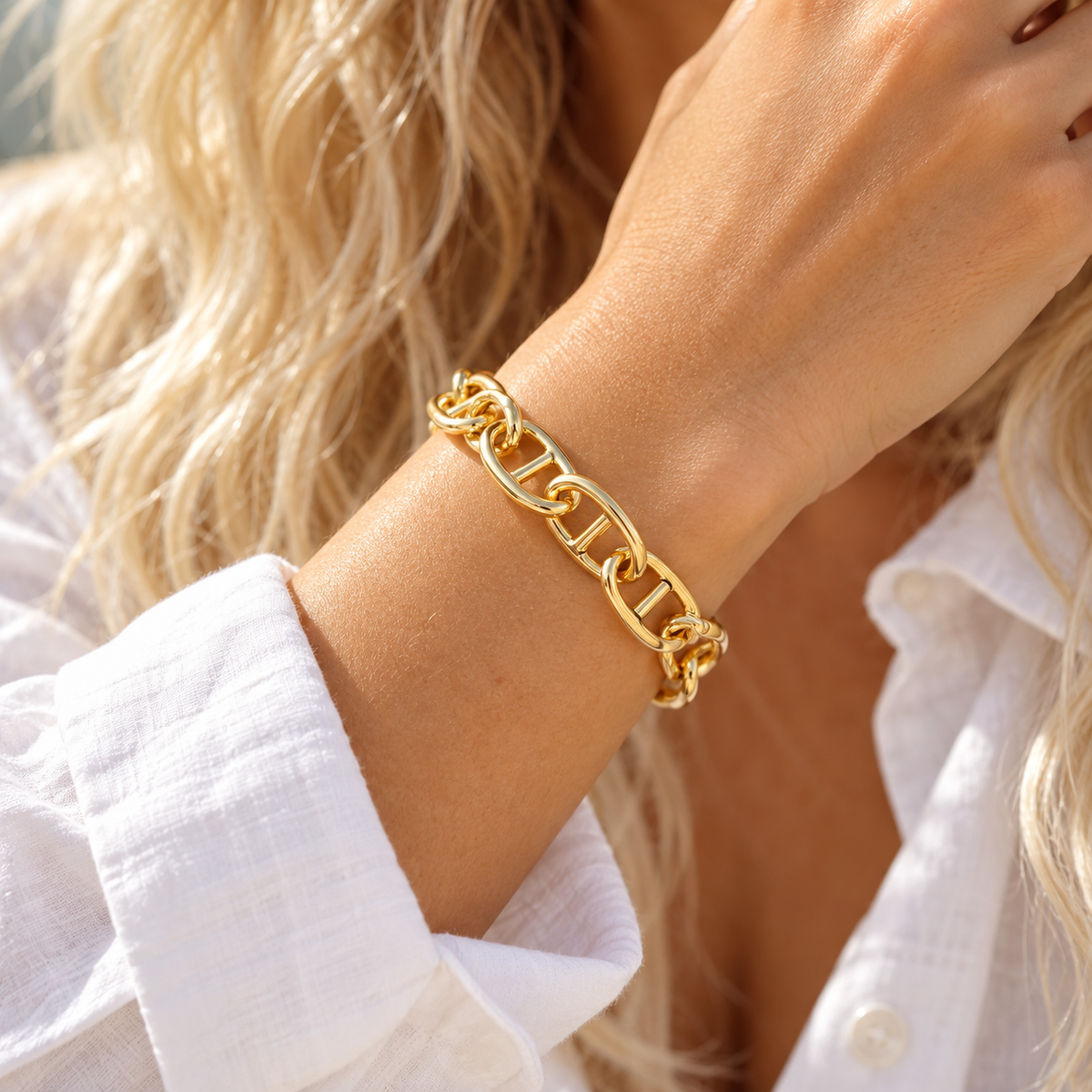 Golden Current Chunky Mariner Link Bracelet