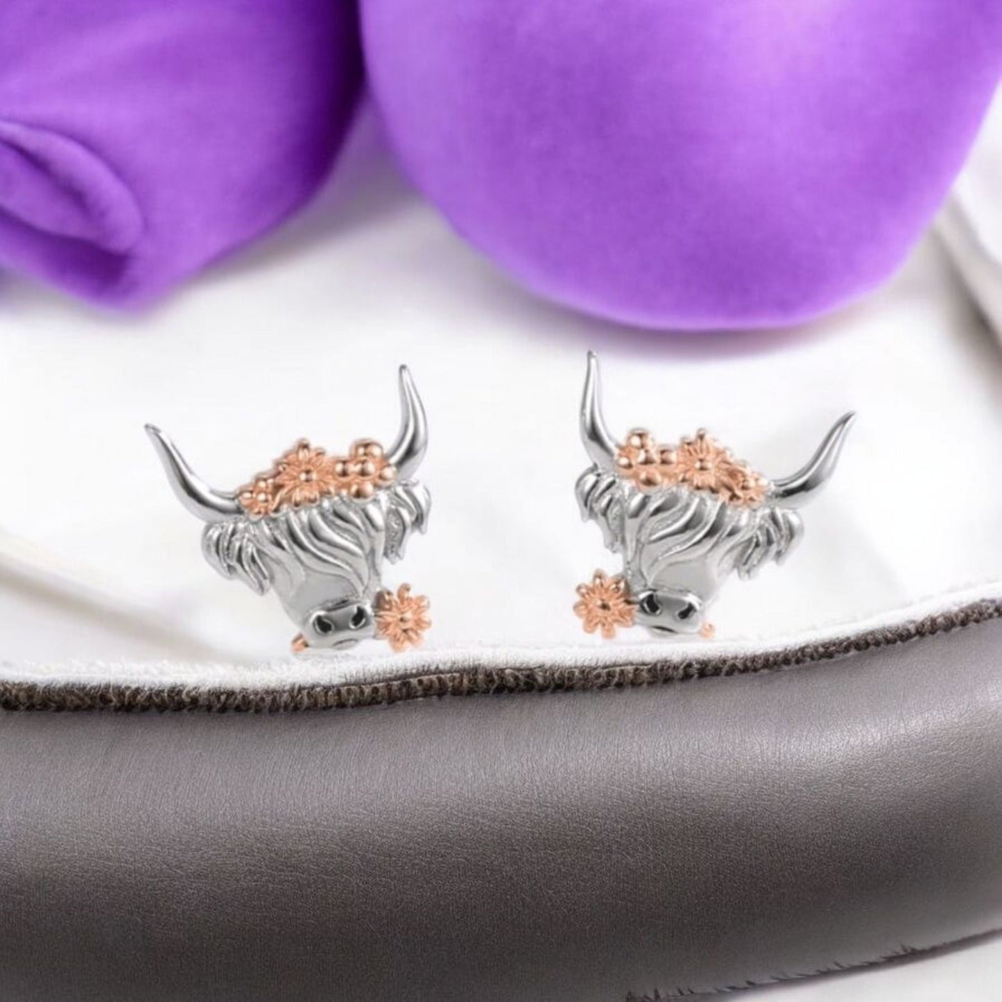 Highland Western Lovers Dainty Stud Earrings