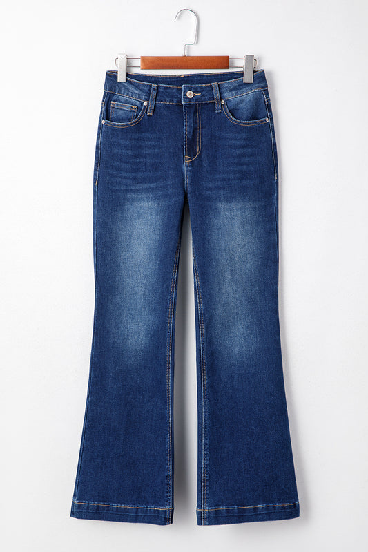 Sail Blue Western Stitch Bootcut Jeans – Dark Wash Women’s Denim with Patched Pockets