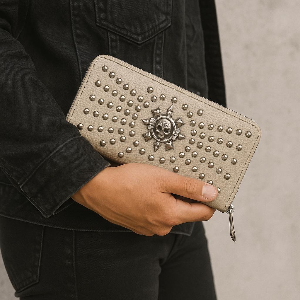 Riveted Skull Bound Oversized Fashion Wallets