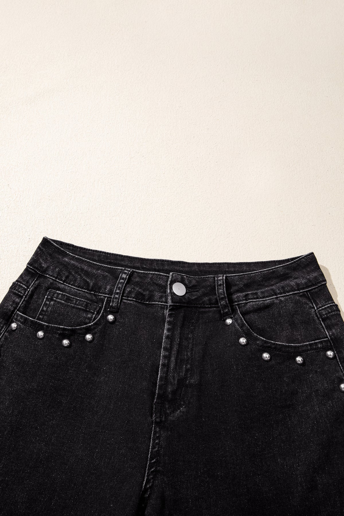 Midnight Row Studded Straight-Leg Jeans