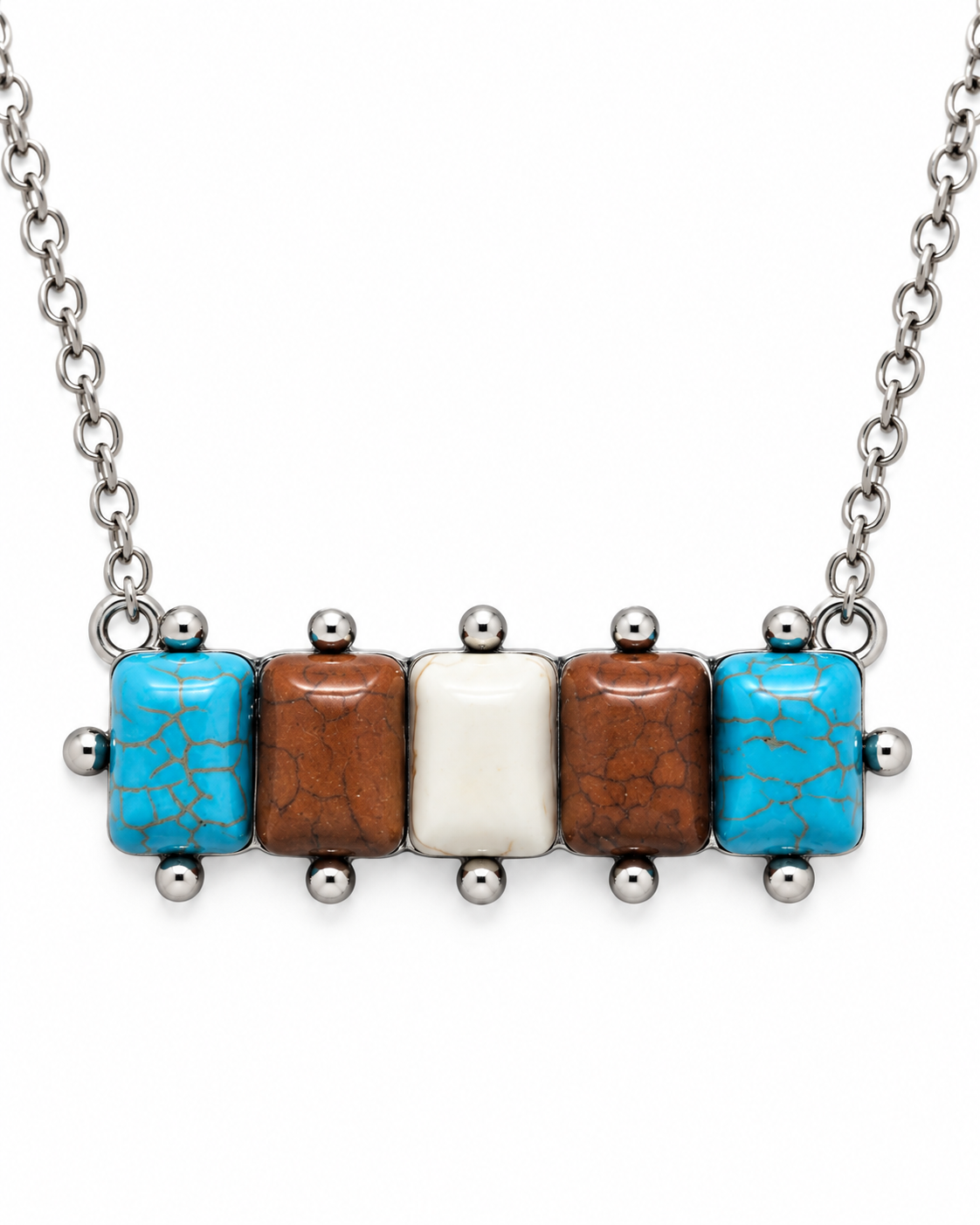 High Desert Row Turquoise-Tone Western Bar Necklace | 18"