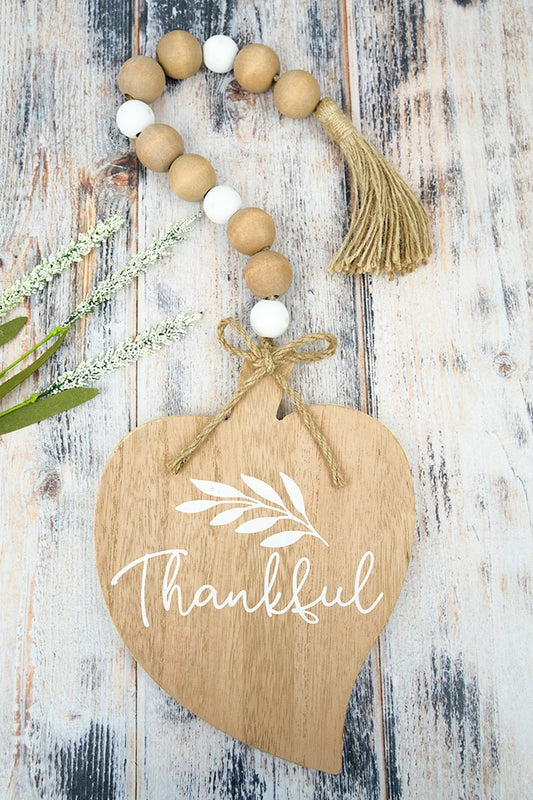 23 x 6 'Thankful' Wood Beaded Fall Decor - The Bling Barn western fashion jewelry