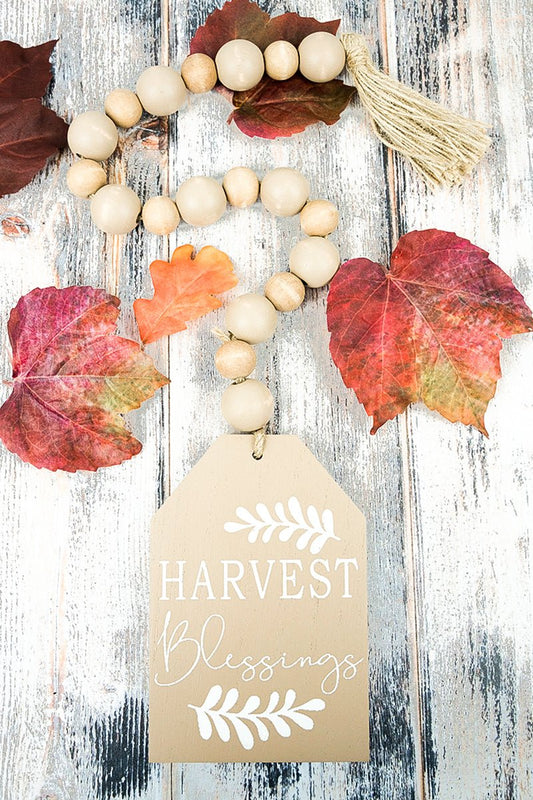 25.5 x 4 'Harvest Blessings' Wood Beaded Fall Decor - The Bling Barn western fashion jewelry