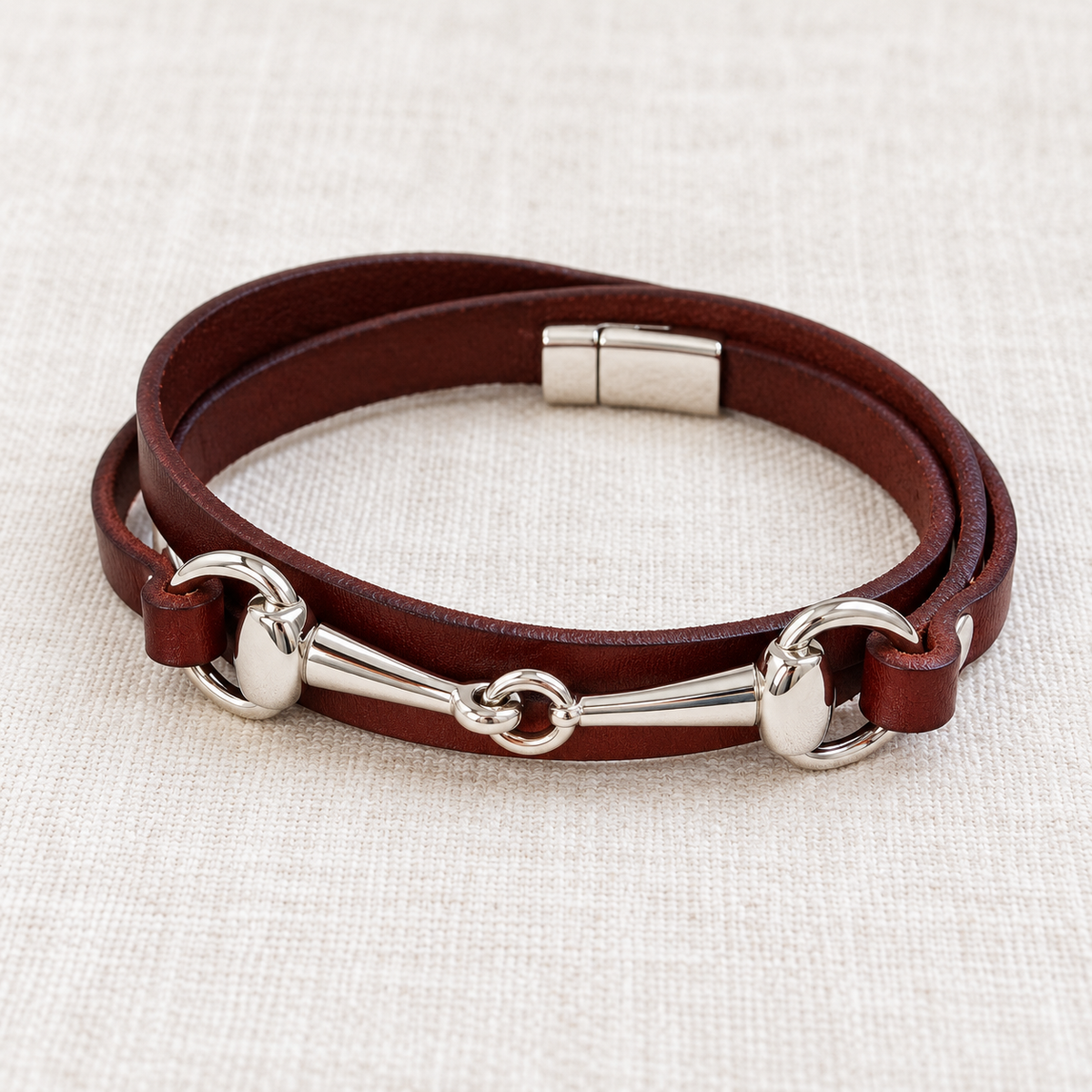 Equestrian Elegance Horse Bit Double Wrap Bracelet – Black or Brown