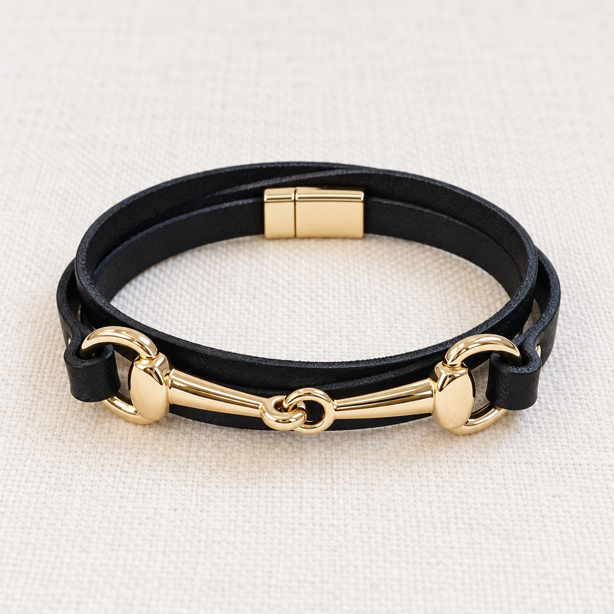 Equestrian Elegance Horse Bit Double Wrap Bracelet – Black or Brown