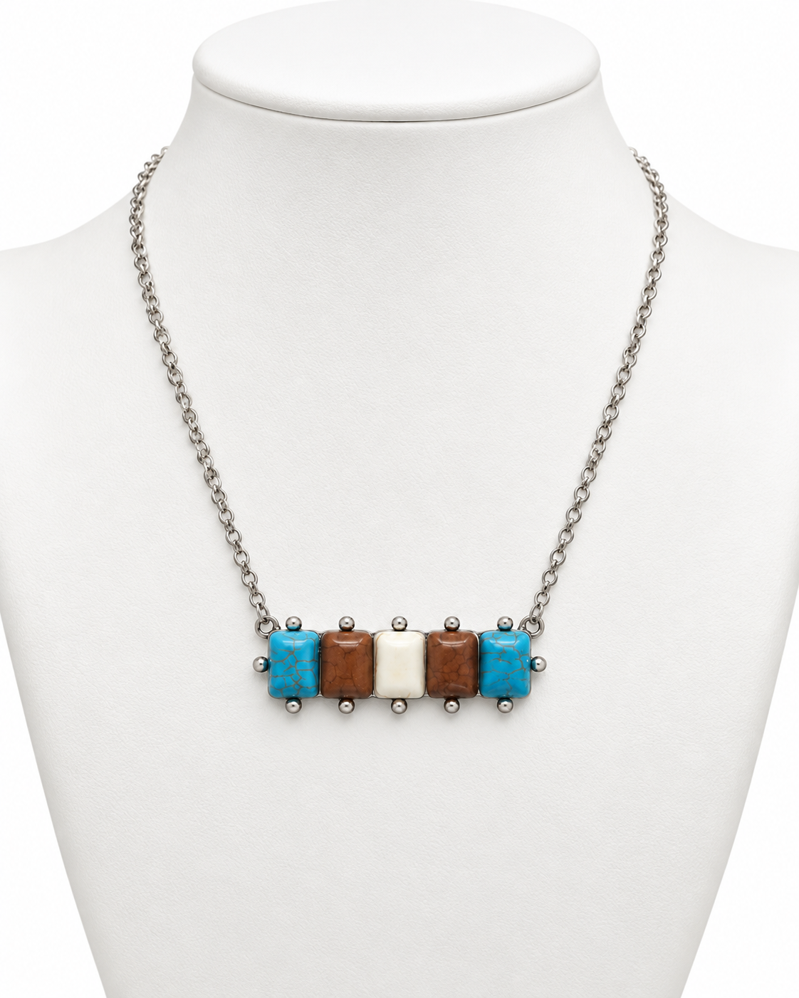 High Desert Row Turquoise-Tone Western Bar Necklace | 18"