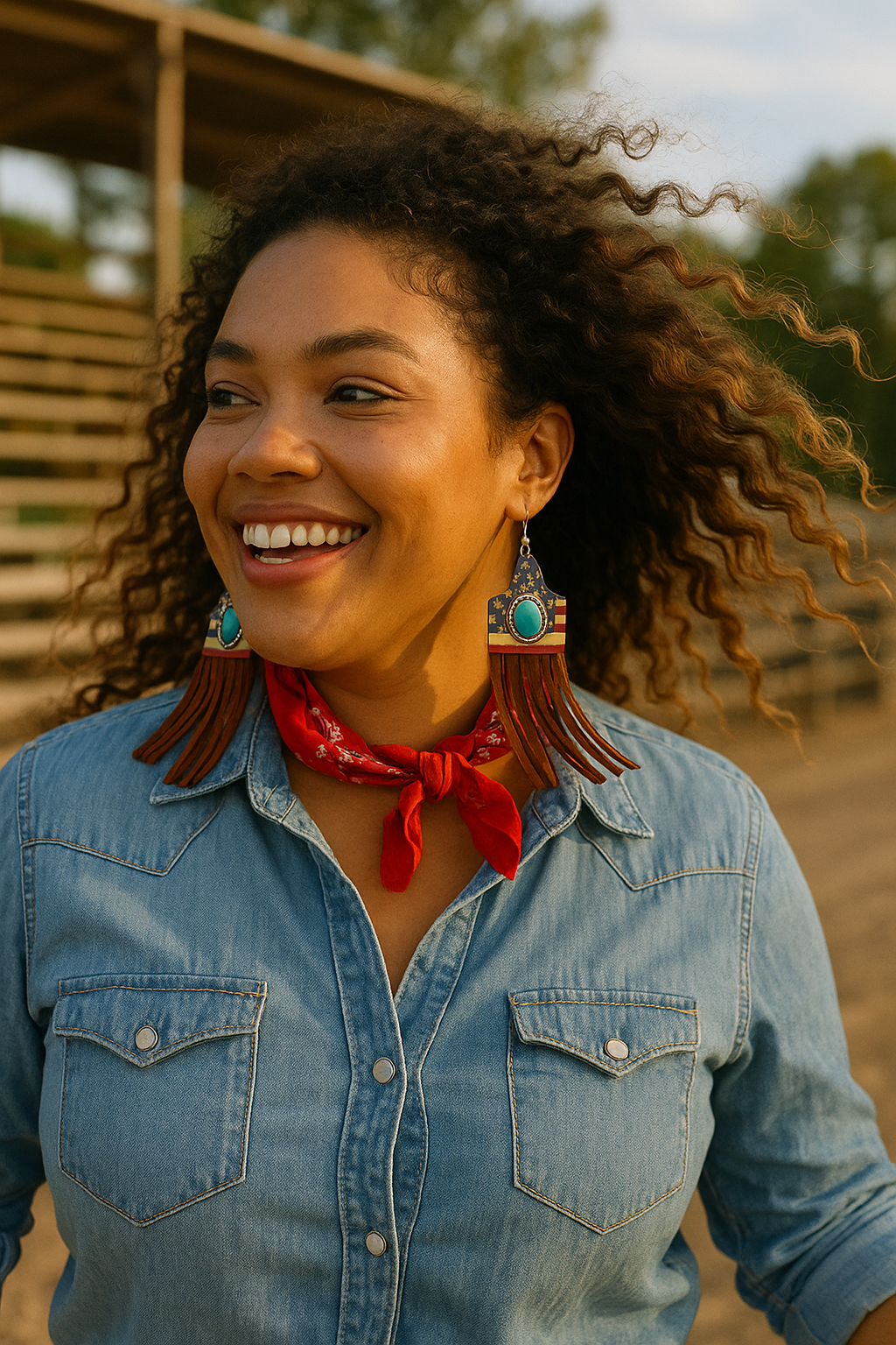 Cattle Tag Wood Tassel Western Earrings