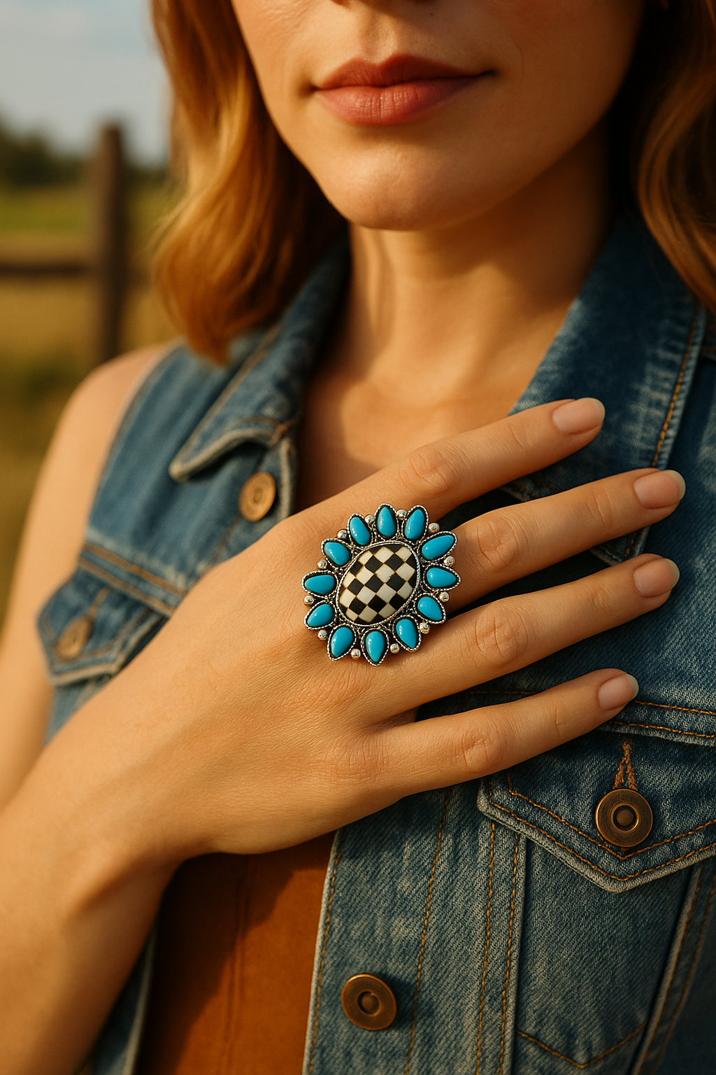 Rodeo Royalty Checkered Ring