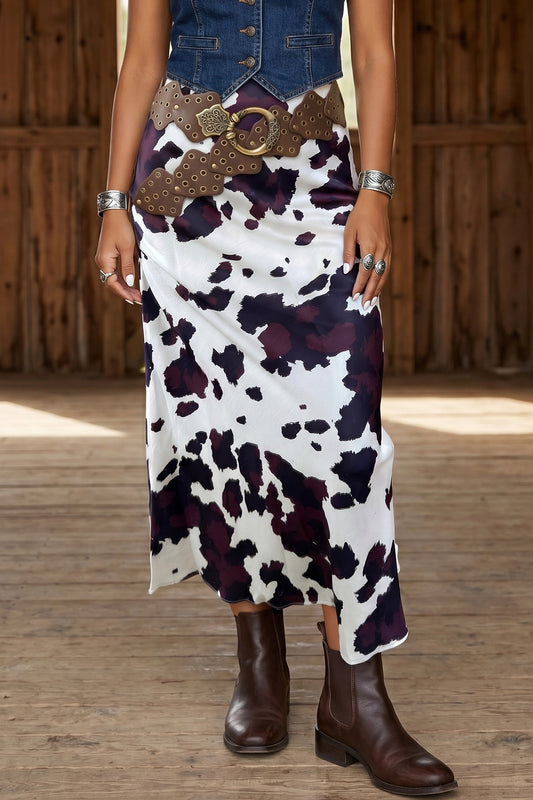 Brown Abstract Western Maxi Skirt