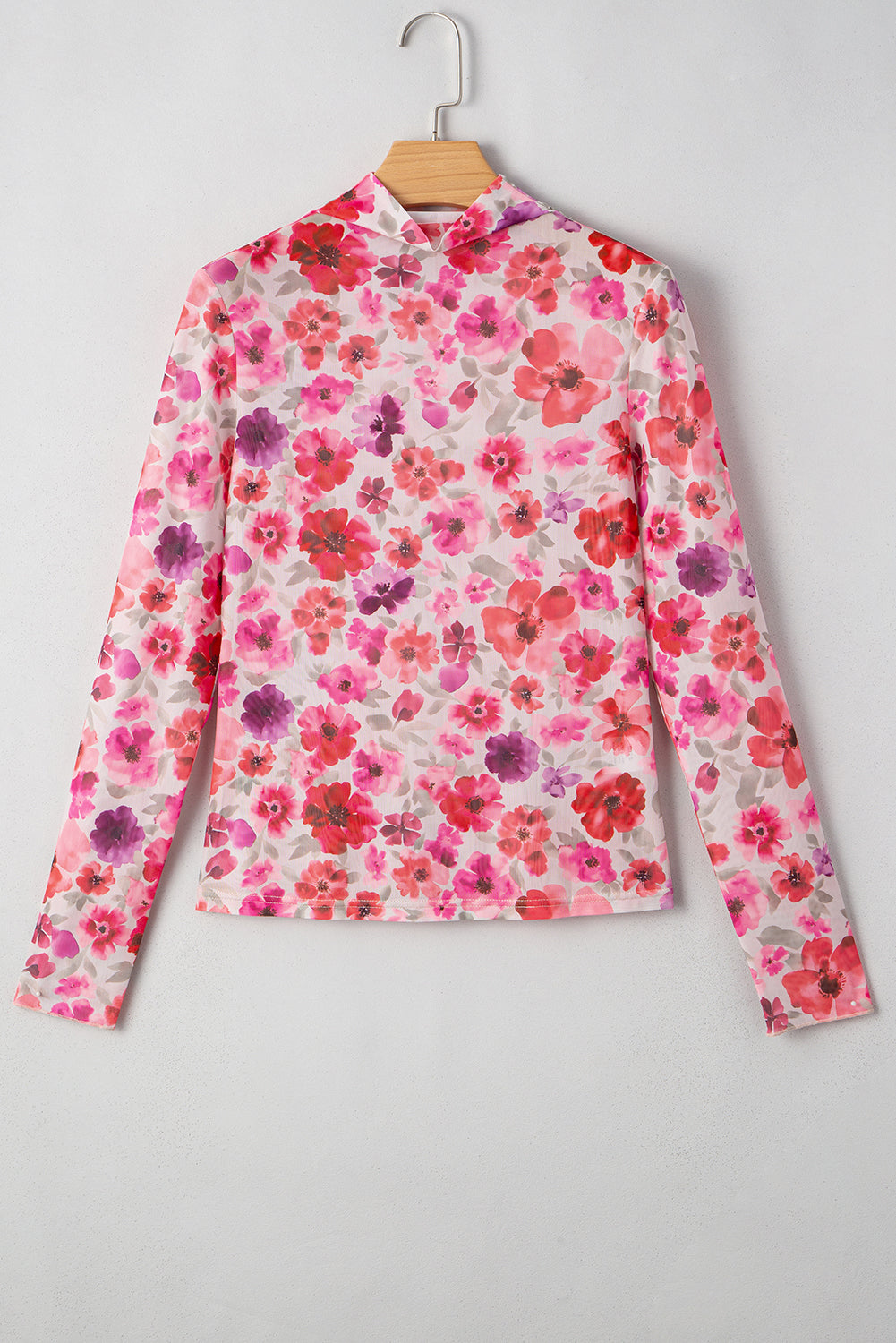 Floral Fantasy Mesh Long Sleeve Top
