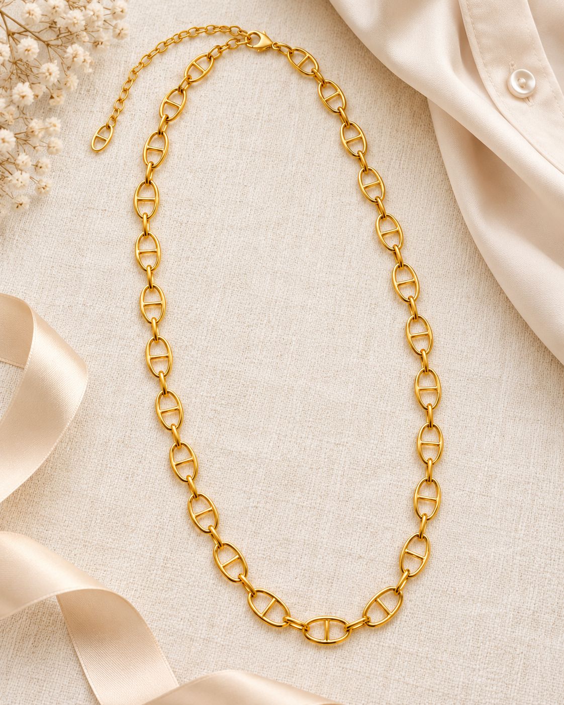 Golden Bit Long Equestrian Chain Necklace
