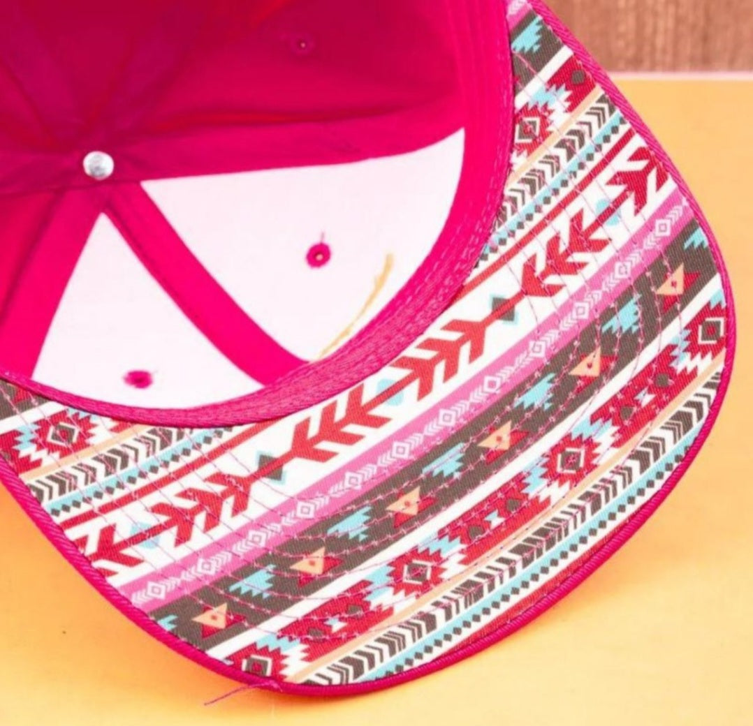 Hot Pink 'Cowgirl' Underbrim Aztec Snapback Cap