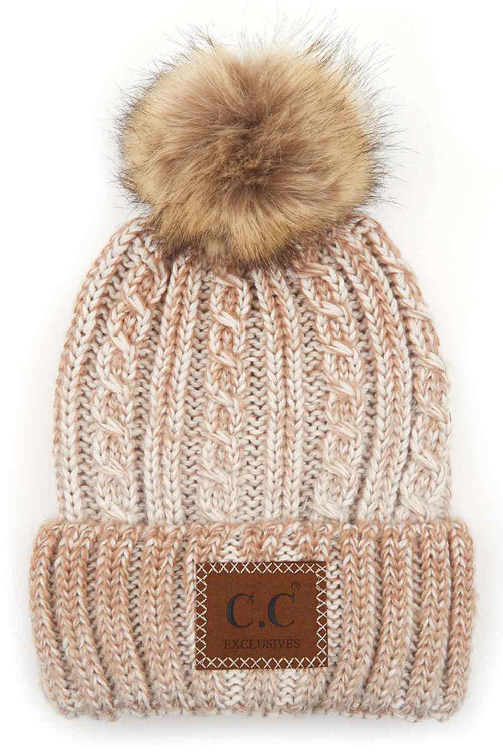 Everly Marled Cable Knit Pom Beanie