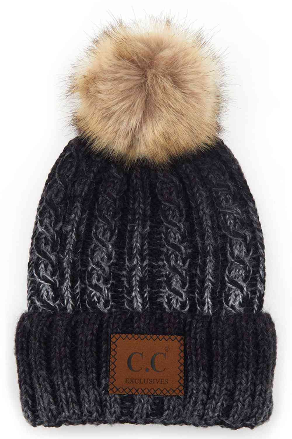 Everly Marled Cable Knit Pom Beanie