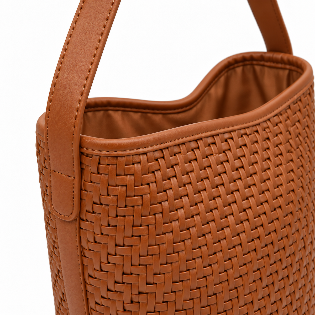 Woven Bucket Hobo Bag with Wide Shoulder Strap