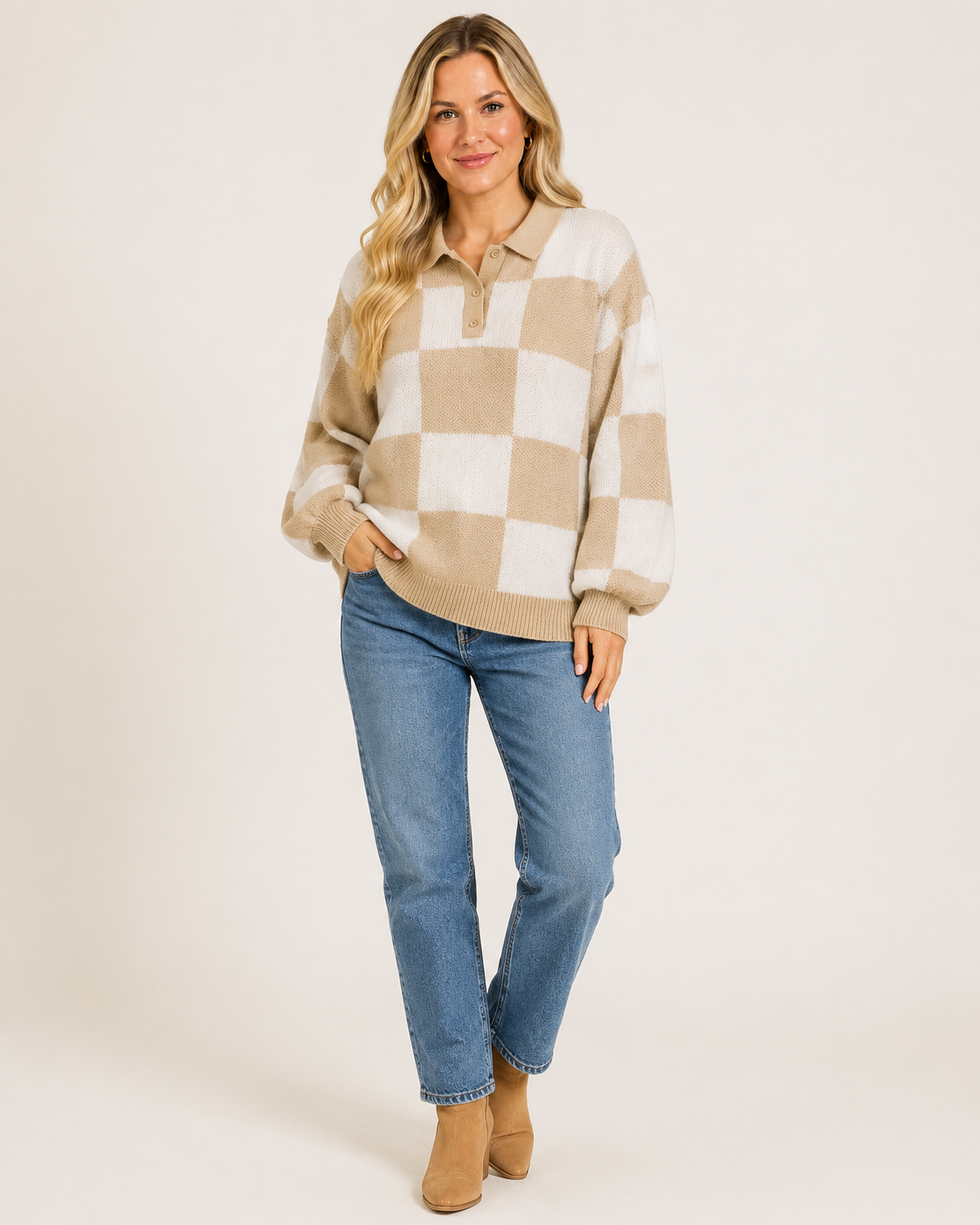 French Meadow Checkered Polo Sweater