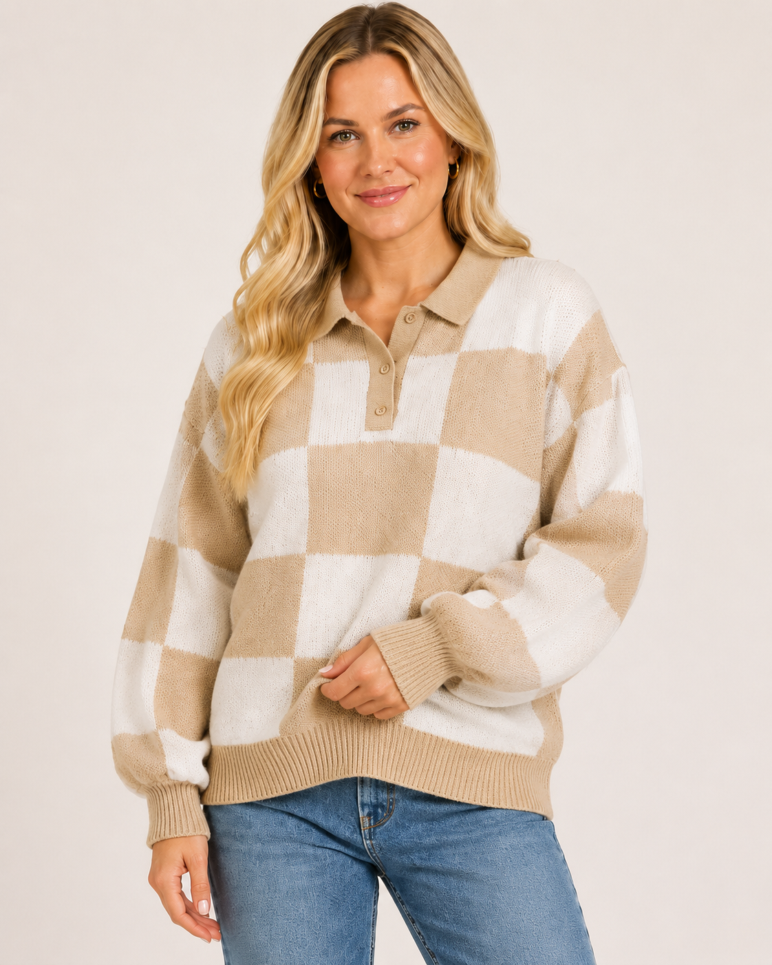 French Meadow Checkered Polo Sweater