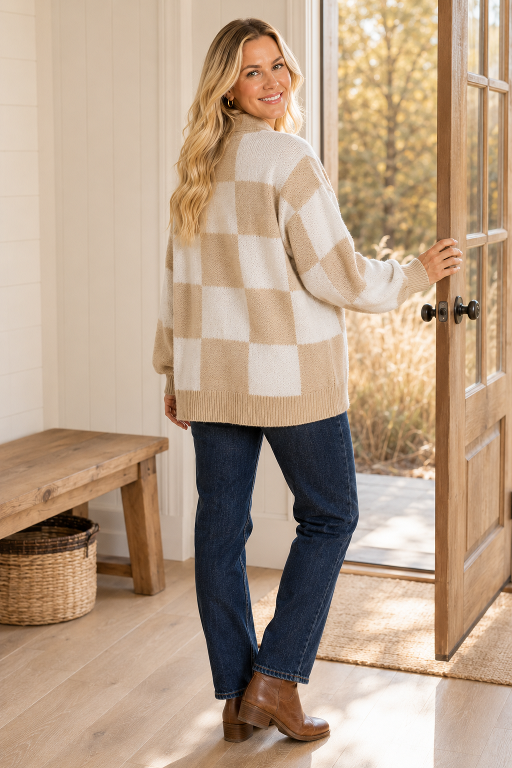 French Meadow Checkered Polo Sweater