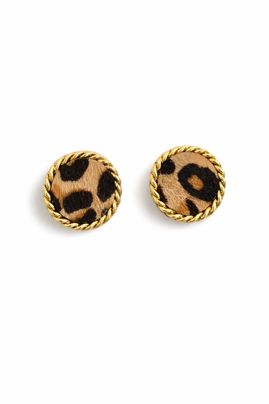 Wild Round Leopard Stud Earrings