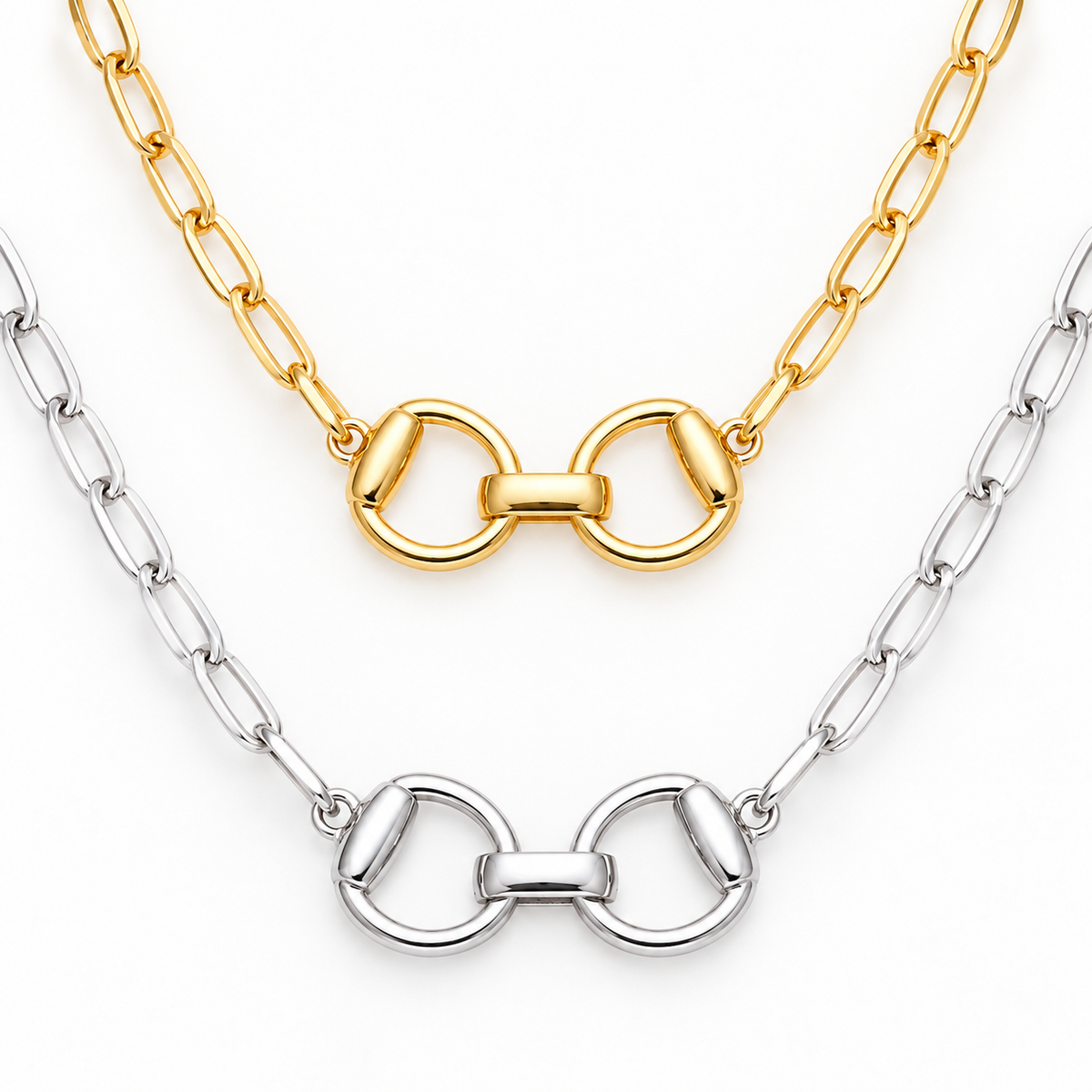 Equestrian Horse Bit Pendant Chain Necklace – Gold or Silver