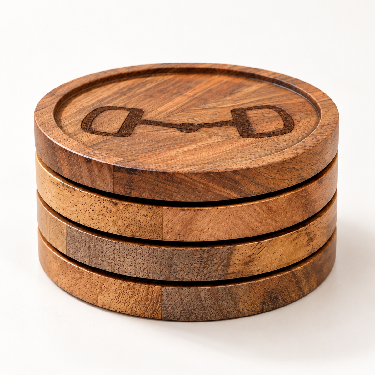 Huntley Equestrian Wooden Horse Bit Coasters – Set of 4