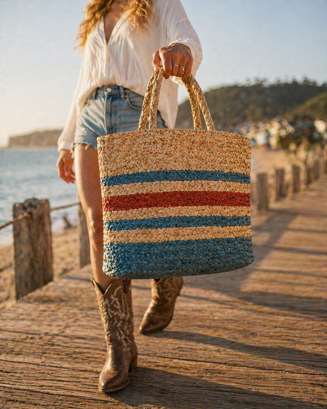 Saltline Jute Tote – Coastal Stripe