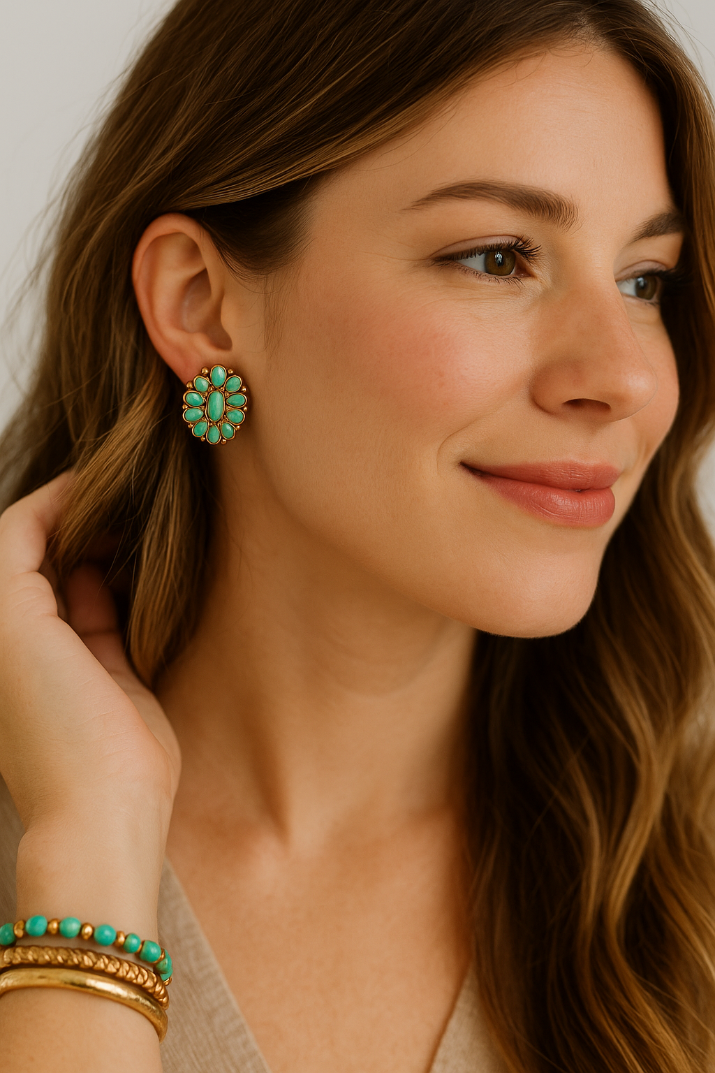 Copper Wind Cowgirl Blue Post Earrings