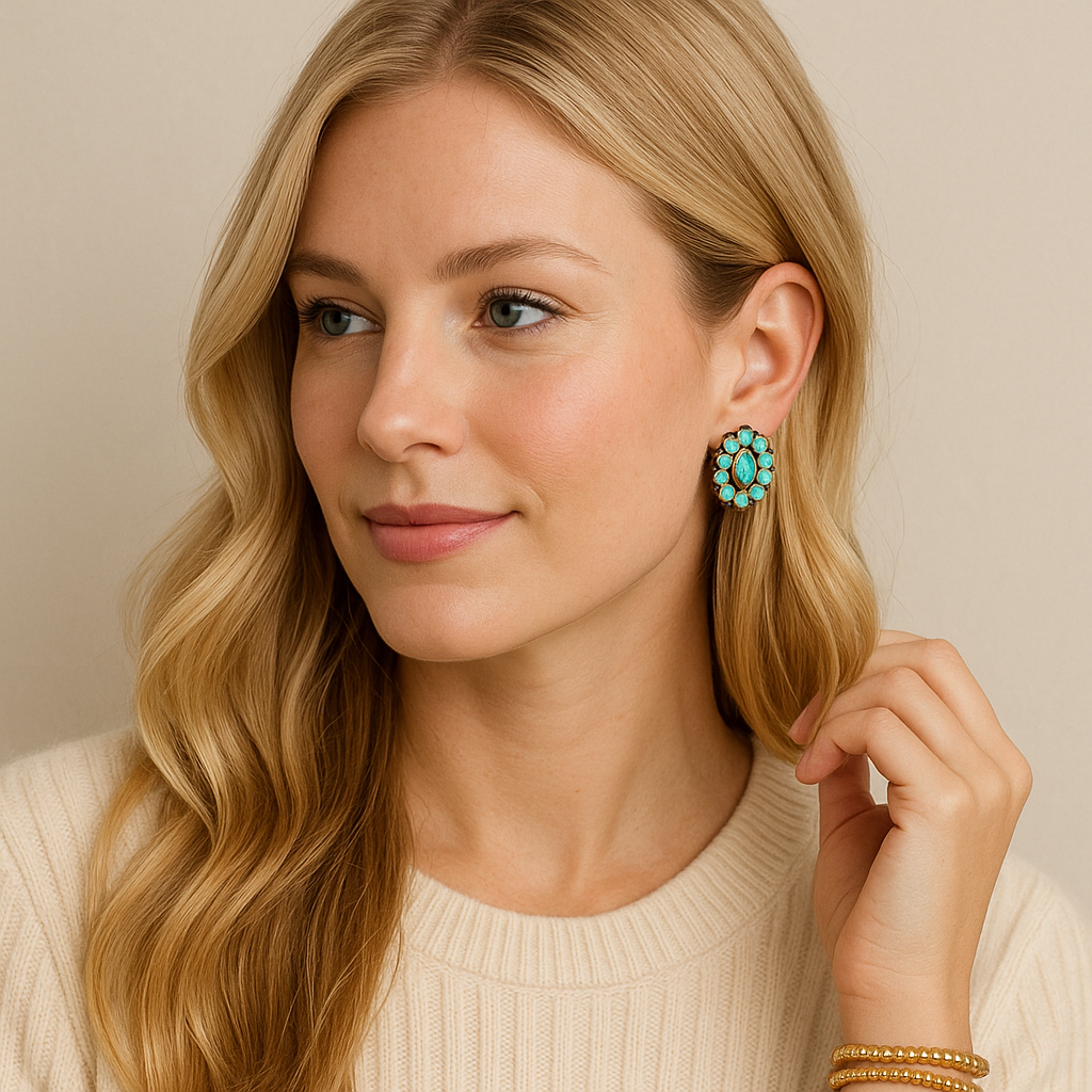 Copper Wind Cowgirl Blue Post Earrings