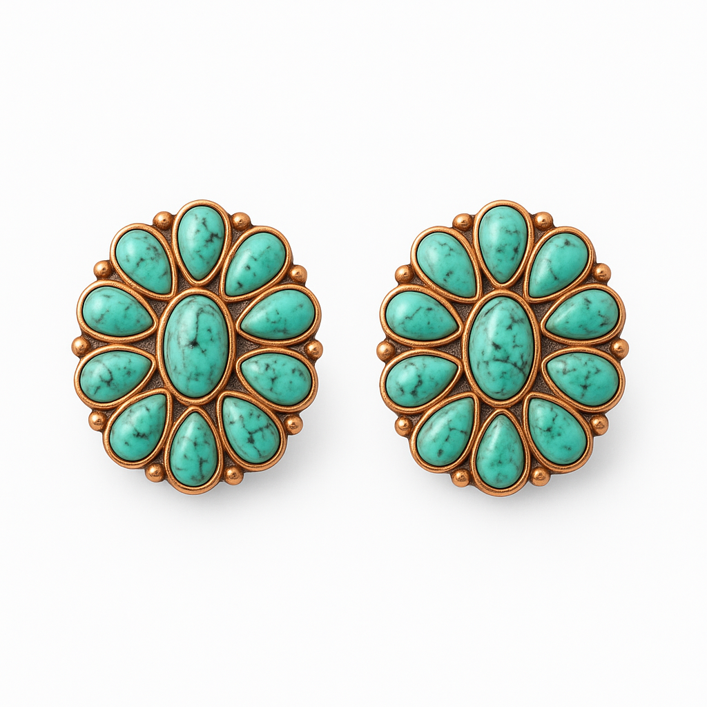 Copper Wind Cowgirl Blue Post Earrings