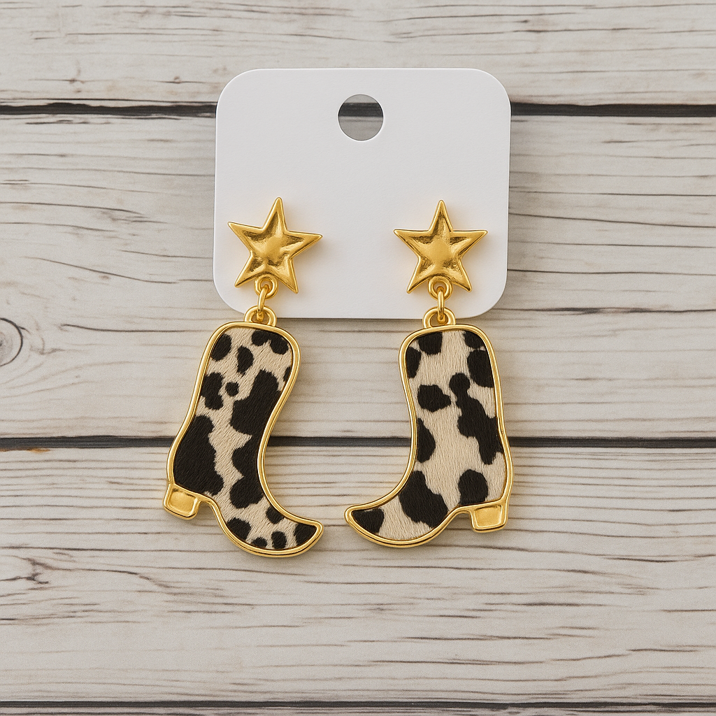 Until The Moos Come Home Western Boot Earrings