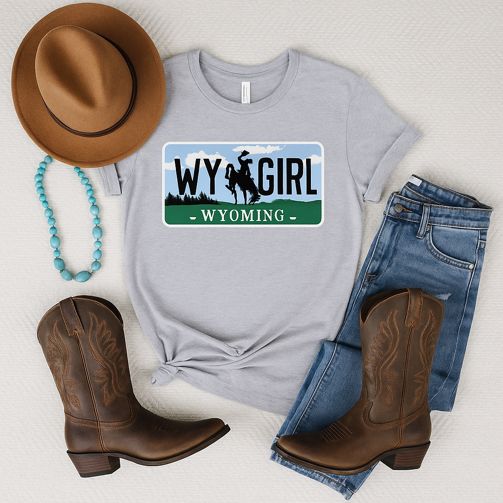 Proud WY Wyoming Girl License Plate Top