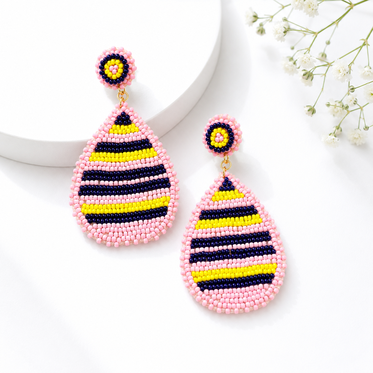 Magnolia Beaded Teardrop Earring LIGHT PINK