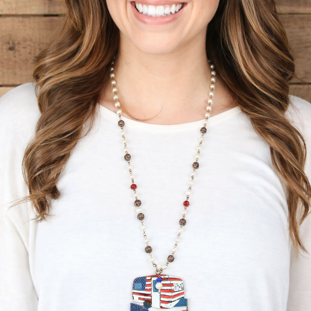 Life Is A Highway Americana Long Necklace