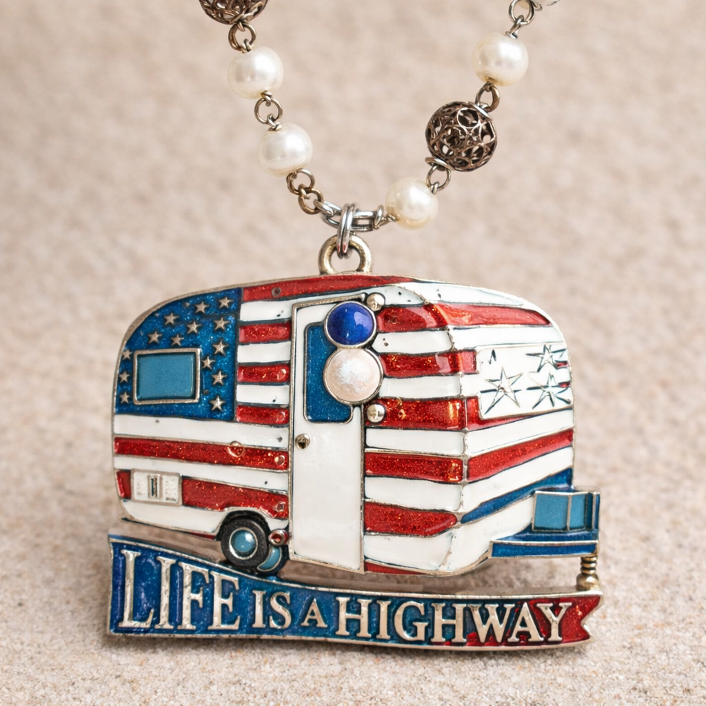 Life Is A Highway Americana Long Necklace