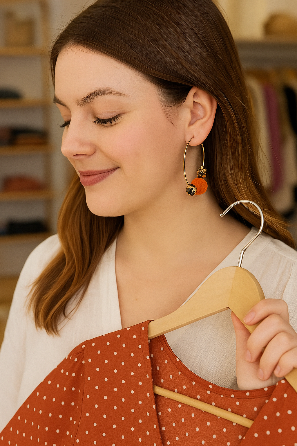 Crimson Orange Fuzzy Leopard Hoop Earrings