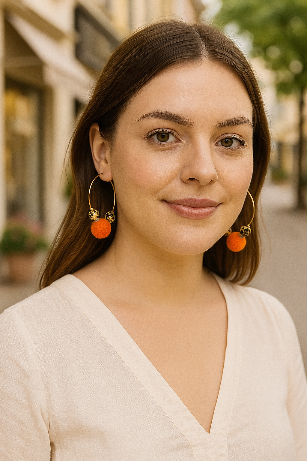 Crimson Orange Fuzzy Leopard Hoop Earrings