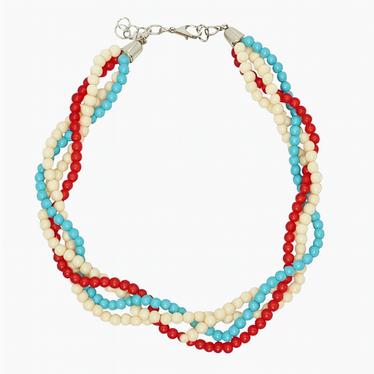 Wrapped Around A Crackle Stone Necklace- Short Necklace