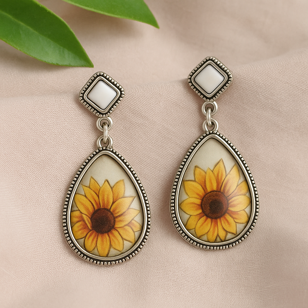 In A Field Of Sunflowers Drop Western Fashion Earrings