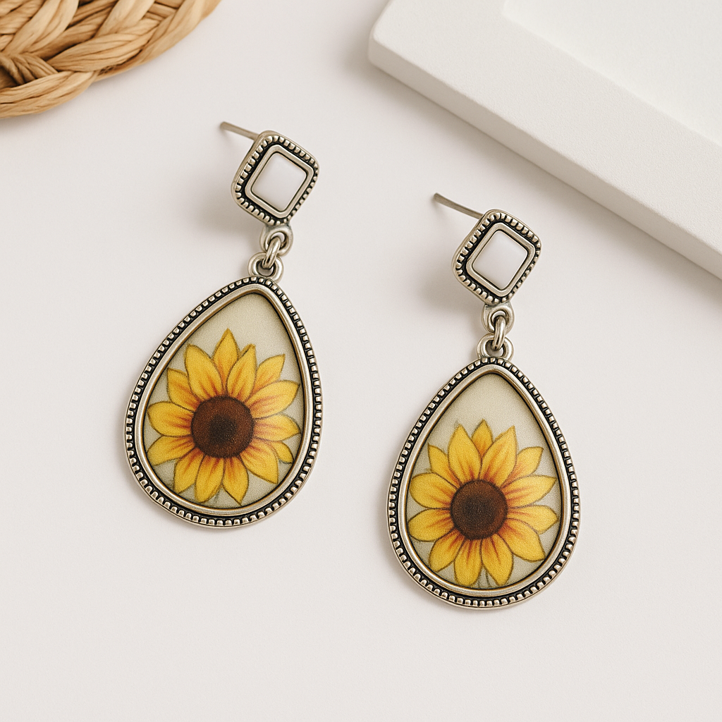 In A Field Of Sunflowers Drop Western Fashion Earrings