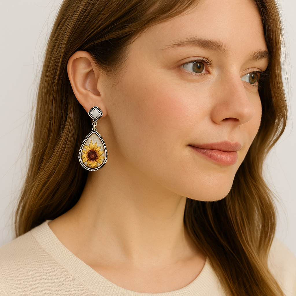 In A Field Of Sunflowers Drop Western Fashion Earrings