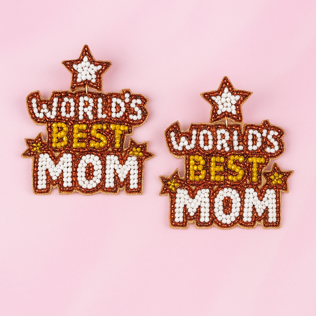 World's Best Mom Seed Bead Earrings