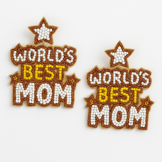 World's Best Mom Seed Bead Earrings