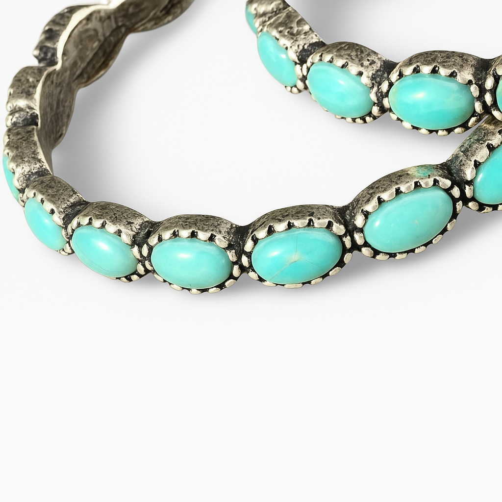 Two Step Cowgirl Blue Crackle Stone Western Fashion Hoops