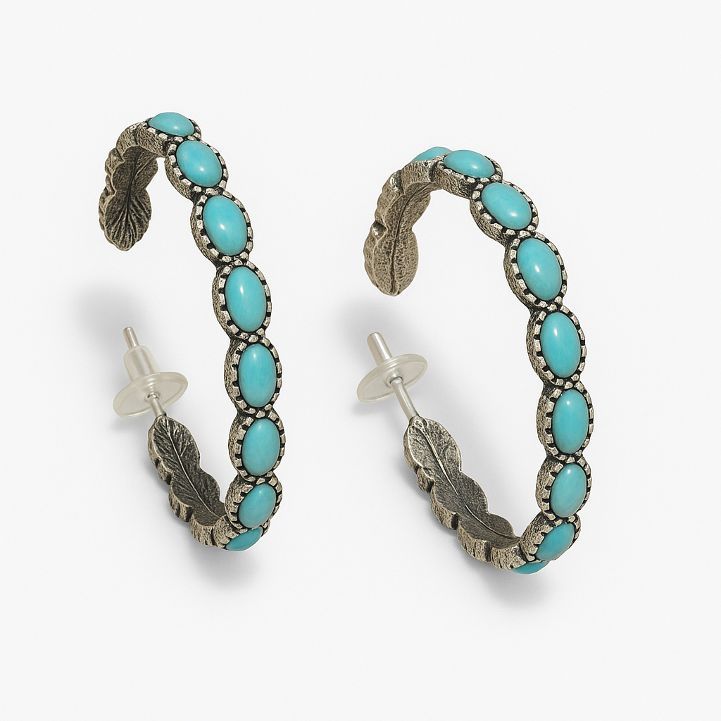 Two Step Cowgirl Blue Crackle Stone Western Fashion Hoops