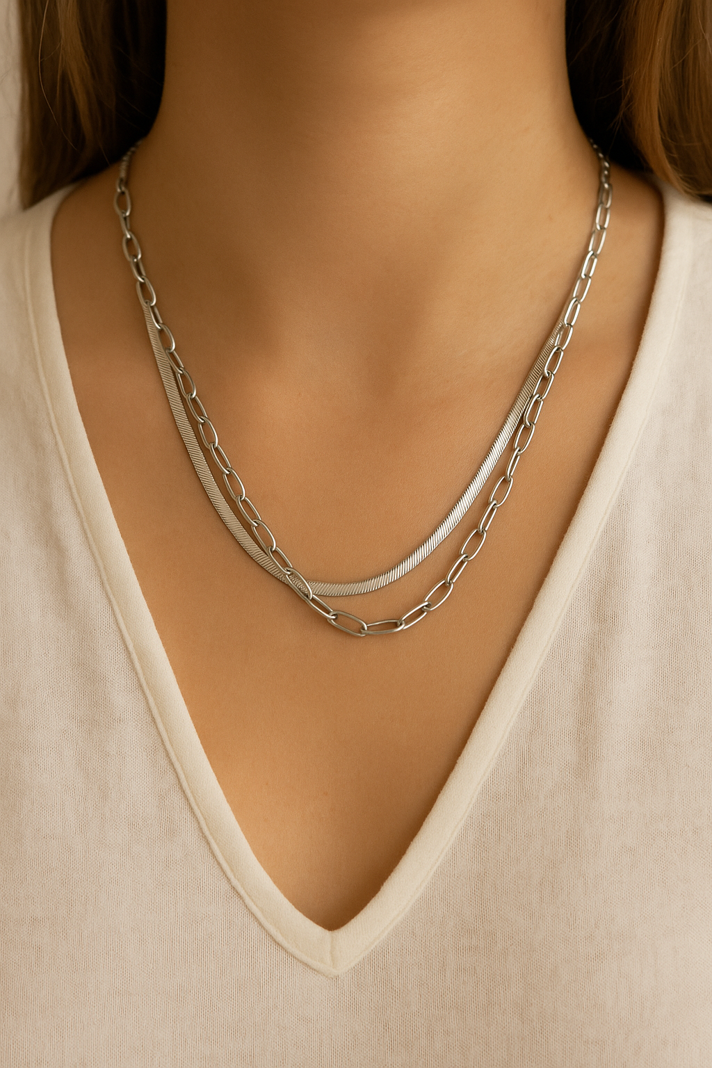 Zhuri Layered Necklace SILVER