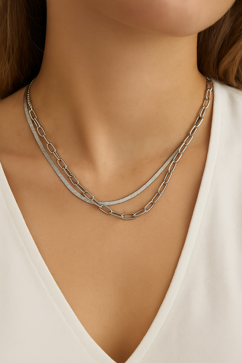 Zhuri Layered Necklace SILVER