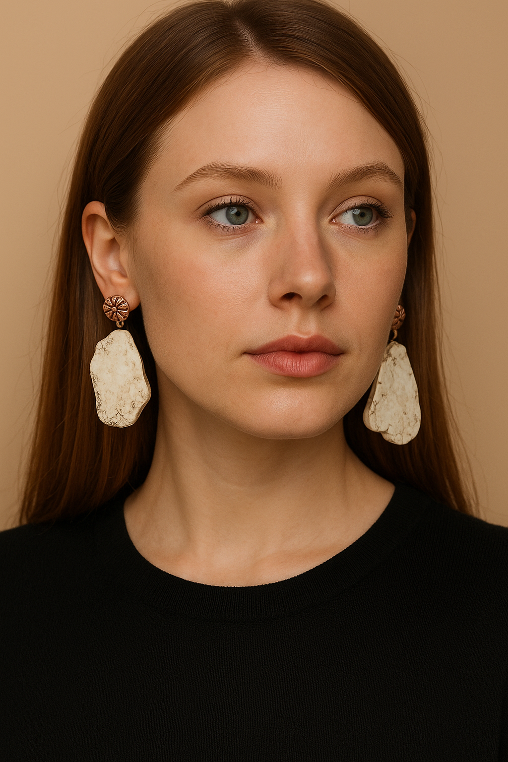 Western Ivory Faux Crackle Earrings