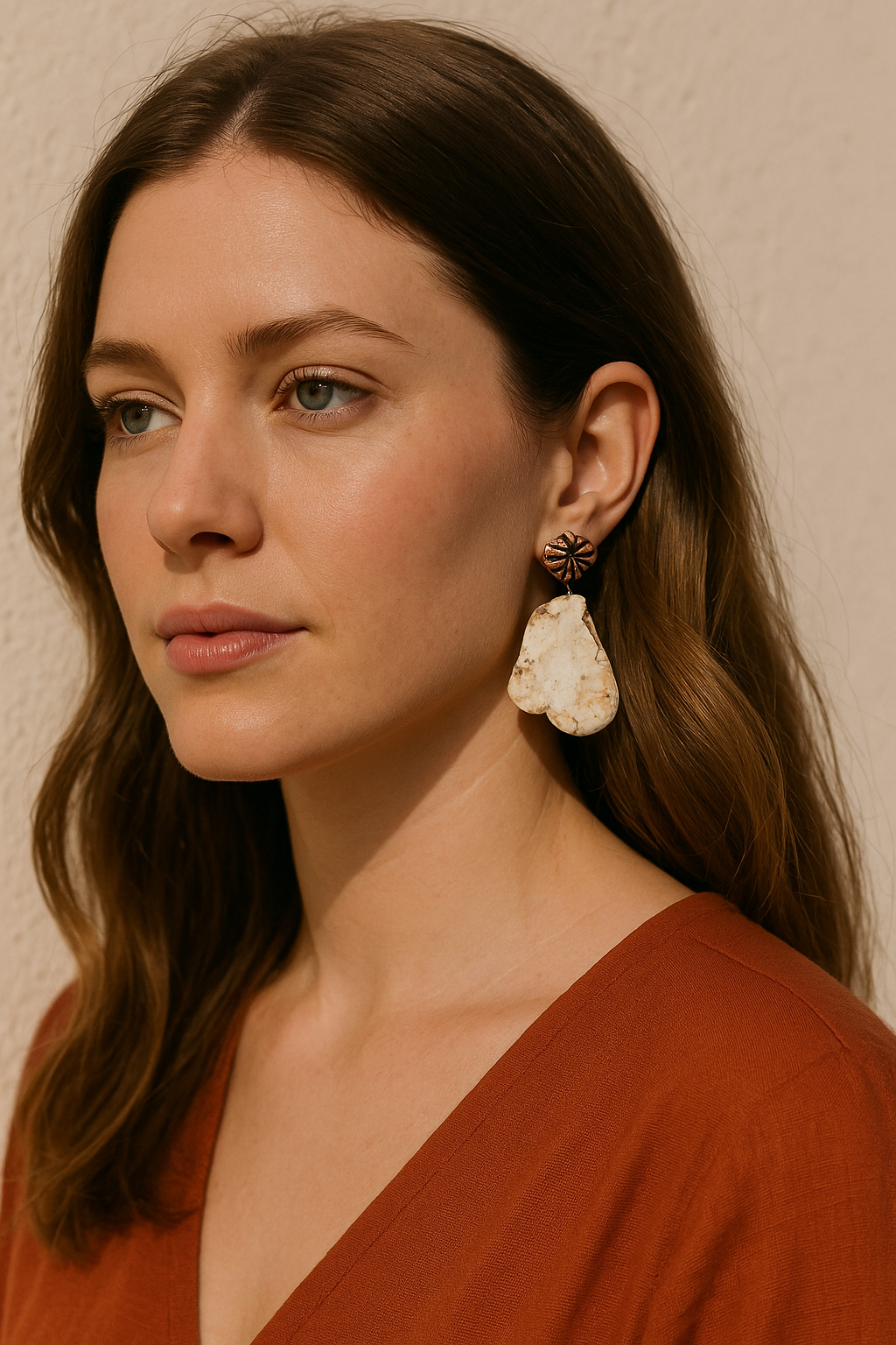 Western Ivory Faux Crackle Earrings