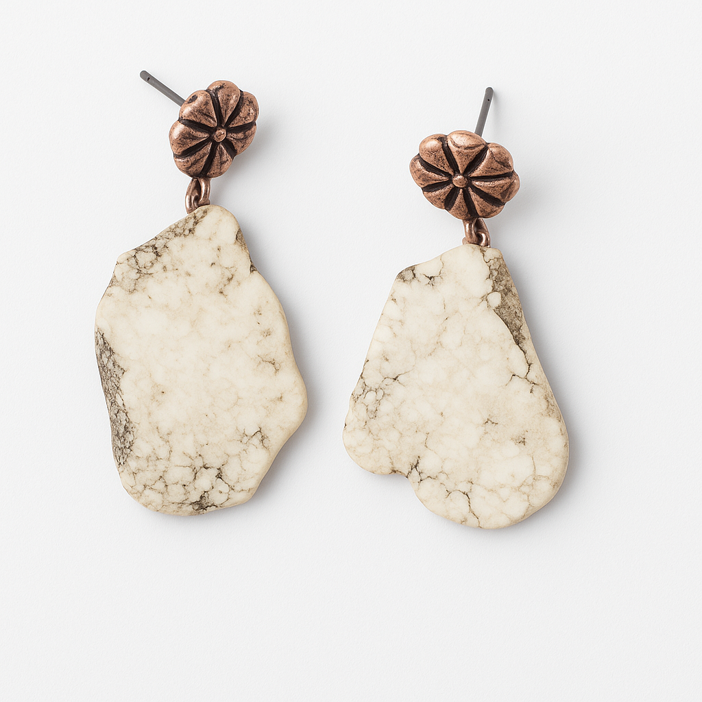 Western Ivory Faux Crackle Earrings